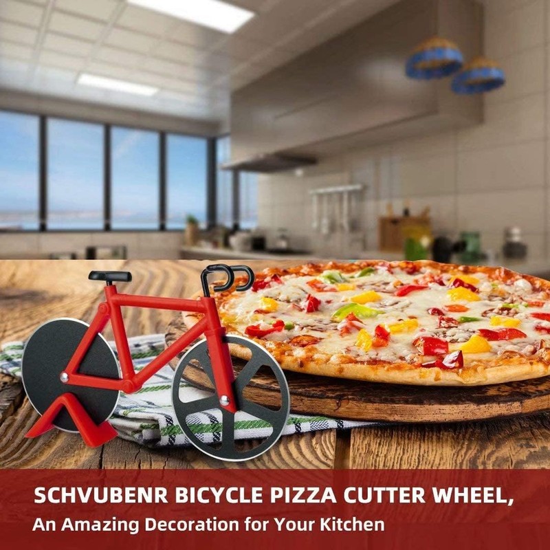 Thapncow Bicycle Pizza Cutter, Stainless Steel Pizza Cutter, Funny Kitchen