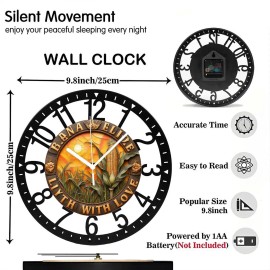 25cm Circular Iron Wall Clock Featuring a Celtic Trinity Knot Symbolsheet size: 10 inch, color: Black