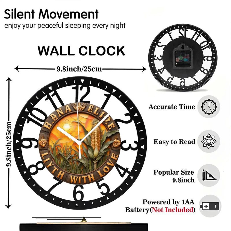 25cm Circular Iron Wall Clock Featuring a Celtic Trinity Knot