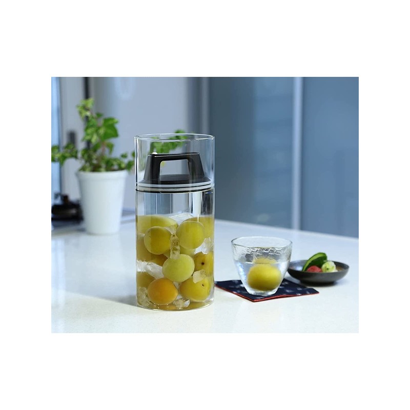 Fujisho Airtight Glass Canister Storage Container, Air Reducer, L, 2000cc