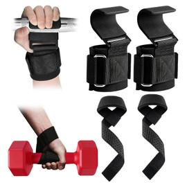 Straps para Gym, Juego de Ganchos y Correas para Levantamiento de Pesas, Ganchos Antideslizantes con Muñequeras Gym Ajustables, Straps Gym para Powerlifting, Deadlift y Entrenamiento de Fuerza