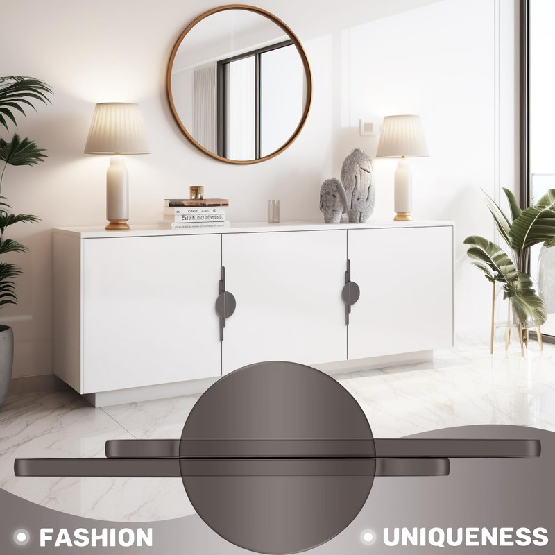 Sknrlko 2 Pack Grey Half Moon Cabinet Pulls Drawer Pulls,Semicircle