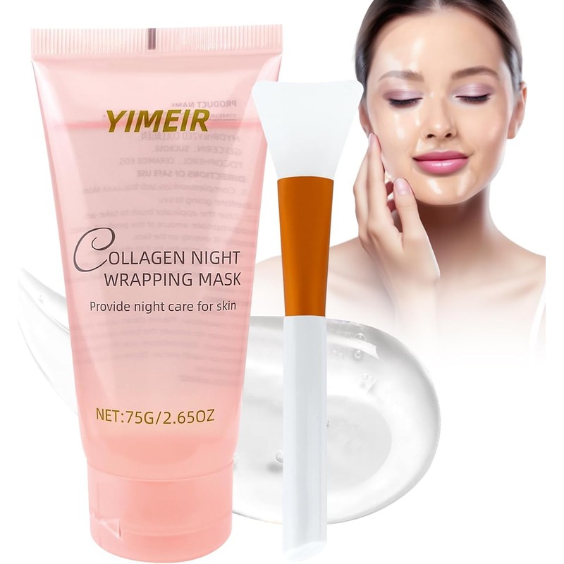 Collagen Night Wrapping Mask, Collagen Overnight Peel-Off Face Mask, Reduces