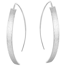 Vinani OUCG Long Curved Large Matte Shiny 925 Sterling Silver Earrings, Sterling Silver, No Gemstone