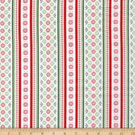 Maywood Studio Joyful Fairisle Stripe Metallic Soft White, Fabric by The Yard