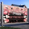 FHGG Happy Retirement Party Backdrop Banner Decorations Rose Gold Large