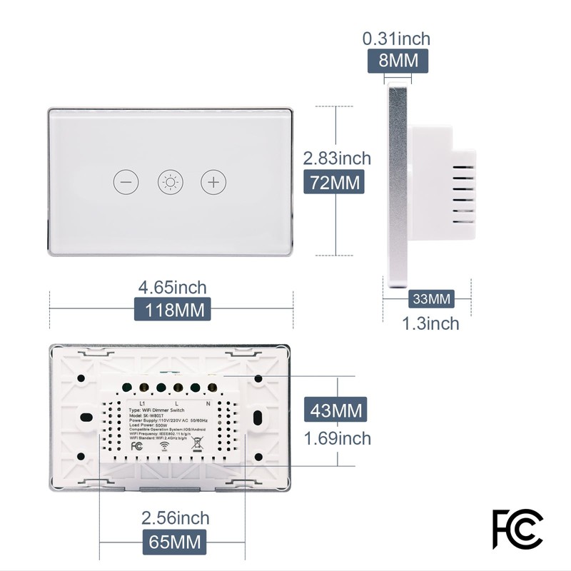 LOUYSGEN Smart Dimmer Switch Aluminum Frame Need Neutral Wire No