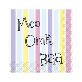 Cute Farm Animal Party Napkins, Pack of 16