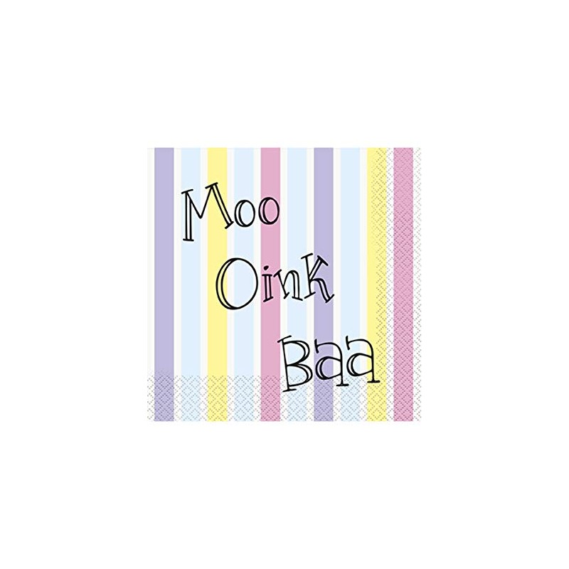 Cute Farm Animal Party Napkins, Pack of 16