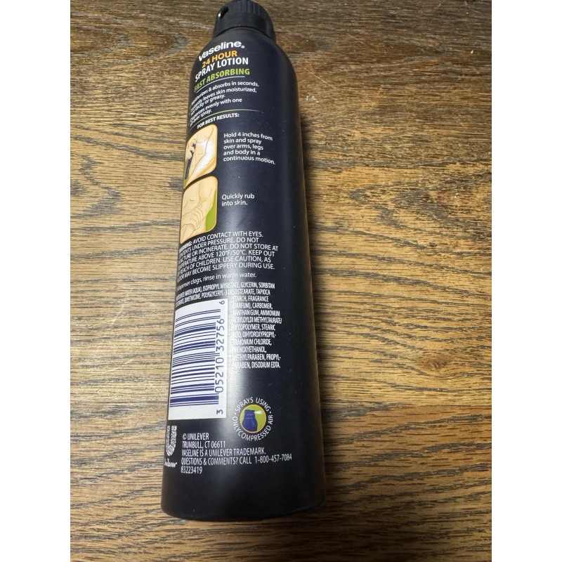 Vaseline Men Spray Lotion, Fast Absorbing, 6.5 oz Non Greasy.