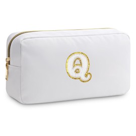 Initial Q Makeup Bags Initial Letter A-Z Cosmetic Bag for Women Friends Daughter Sister Mom Inspirational Gifts Travel Toiletry Bag Christmas Birthday Gifts for Her Bridesmaid Bff Makeup Pouch Q