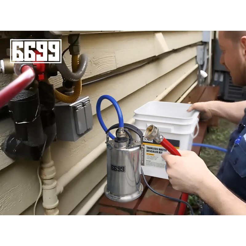 Tankless Water Heater Flushing Kit Includes 1/4HP Stainless Steel Sump