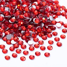 Meibite Light Siam Flatback Rhinestones, Glass Rhinestones for Nail Art and Craft, Glue Fix, Loose Crystal Gemstones(Red, SS8, 1440pcs, 2.3-2.5mm)