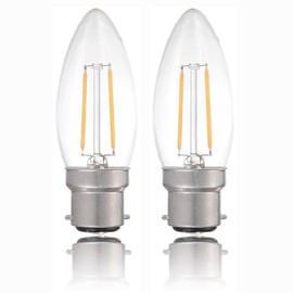 MaoTopCom C35 Chandelier Light Bulb, B22 LED Candelabra Bulb Dimmable 2700K Warm White, 60W Equivalent Replacement Decorative Bulbs Clear Glass Chandelier Bulbs 600LM, Pack of 2