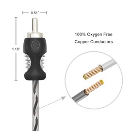 Recoil RCI417 100% Oxygen Free Copper 17ft 4 Channel RCA Audio Cable Twisted Pair with Noise Reduction