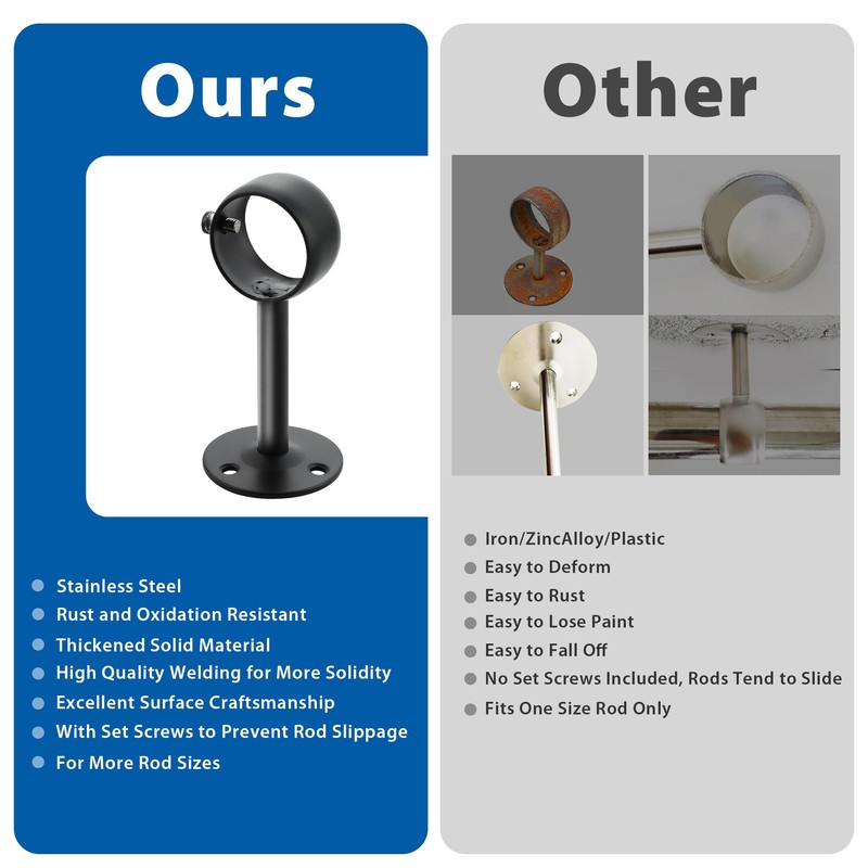 Mooche 4PCS Ceiling Curtain Rod Holder, Adjustable for 1" -