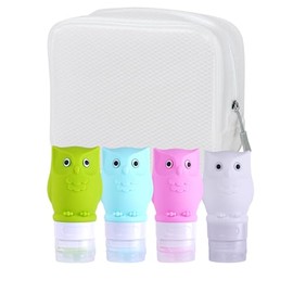 Ereesin Travel Bottles for Toiletries, 4 Pack Leak Proof Travel Size Containers,Silicone Travel Shampoo and Conditioner Bottles 3 oz for Cosmetic, Lotion