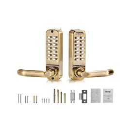 VEVOR Mechanical Keyless Entry Door Lock, 14 Keys, Mechanical Keypad with Handle, Double-Sided Stainless Steel Waterproof Keyless Gate Lock, for Home Office Fence Garage