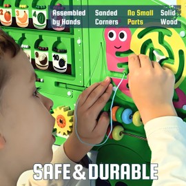 Dinosaur Activity Wall Busy Board – Educational & Fun Toys 2-6 Years - Sensory Wall Panel for Kids - Toddler Playrooms, Daycares, Waiting Rooms - Sensory Panel for Autism - Montessori Activity Board