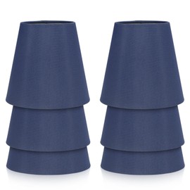 Cyrank Pack of 6 Dark Blue Lampshade Small, E14 Lampshade, Fabric Lampshade, Clip-On Lampshade, Modern Lampshade for Pendant Lamps, Table / Floor, Wall Lamps