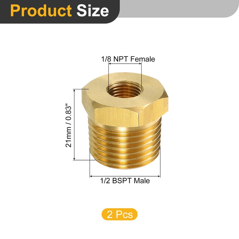 QUARKZMAN Pack of 2 1/2 BSPT Male x 1/8 NPT