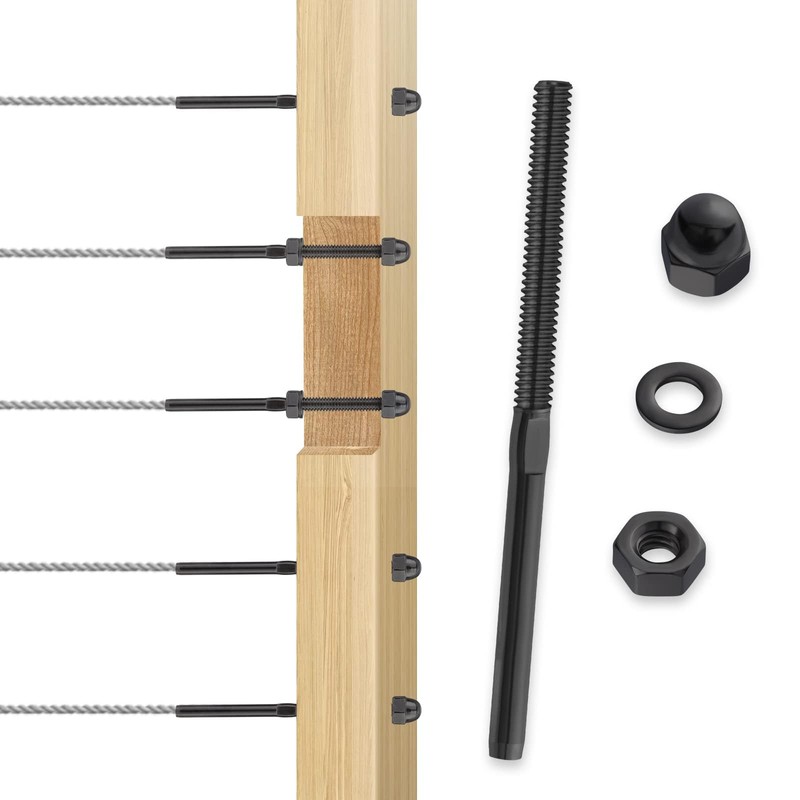 RiaYer 40 Pack T316 Stainless Steel Black Cable Railing Kit,