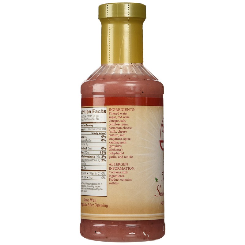 Zia's Fat-Free Sweet Italian Oil & Vinegar Salad Dressing, 16