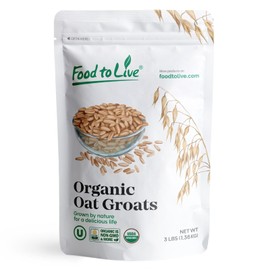 Food to Live Gluten Free Organic Oat Groats, 3 Pounds – 100% Whole Grain, Non-GMO Seeds, Raw, Non-Irradiated, Vegan, Bulk Berries. High in Protein, Dietary Fiber, Iron. Low Glycemic. Made in USA
