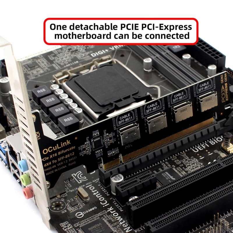 chenyang 4 Port Oculink to PCIe 4.0 X16 Adapter,SFF-8611/8612 to
