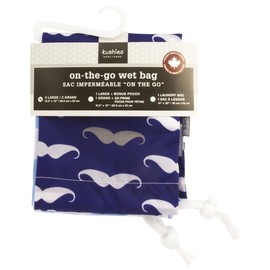 Kushies Baby On The Go Wet Bag, Blue Whale/Navy Moustache, Large