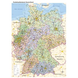 Postcode Map of Germany with Lamination on Both Sides Poster DIN A0 84 x 114 cm