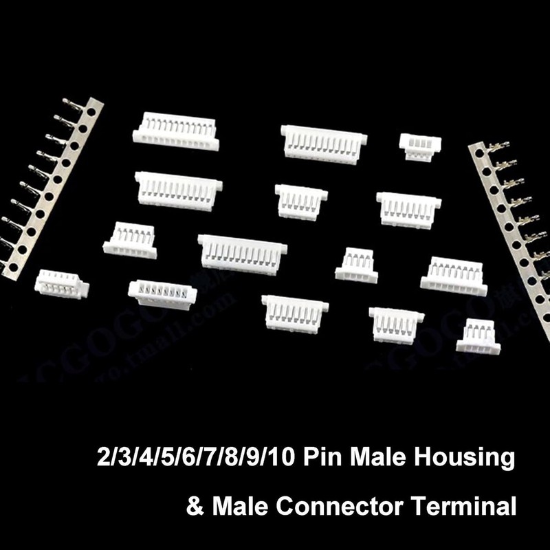 JYCONNECTS JST SH 1.0 mm Plug Kit, 2/3/4/5/6/7/8/9/10-Pin Male Housing