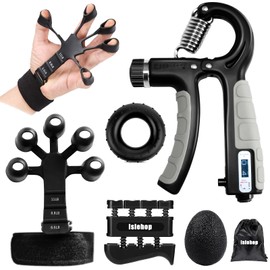Hand Grip Strengthener Kit (5 Pack) with Forearm Exerciser, Grip Strength Trainer, Gripster, Grip Ring and Stress Relief Grip Ball, Hand Strengthening Devices, Stress Relief Ball, and Squeezer Ring for Improved Hand and Wrist Strength