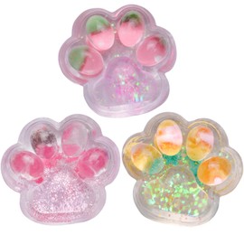 Mwmoeen Pack of 3 Squishy Cat Paw, Taba Squishy Cat, Cat Paws Squishy, Cat Paw Squeeze Toy, Multicoloured Squishy for Stress Relief, Cat Shaped Press Toy, Anti Stress Toy