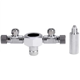 Pssopp Aquarium CO2 Splitter (2 Ways) - Stainless Steel, Aluminium Alloy - 0.22kg - For Fish Tanks - Aquarium CO2 Distributor