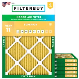 Filterbuy 6x10x1 Air Filter MERV 11 Allergen Defense (6-Pack), Pleated HVAC AC Furnace Air Filters Replacement (Actual Size: 6.00 x 10.00 x 0.75 Inches)