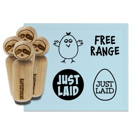 Just Laid Egg Free Range Chicken Rubber Stamp Set for Stamping Crafting Planners - 3/4 Inch Small