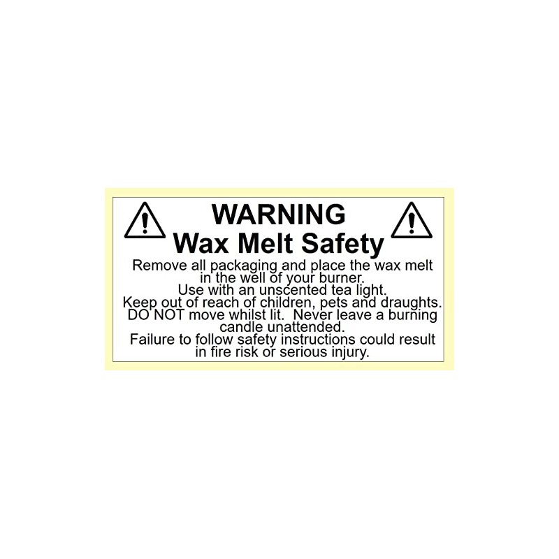 200 Wax Melt Stickers. Wax Melt Safety Warning Labels. 50x25mm