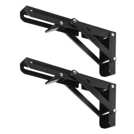 CEEYSEE Pack of 2 Folding Console 200 mm Heavy Duty Folding Console Folding Angle 90 Degree Space Saving Folding Shelf for Study, Garage, Office, Table, Home, Kitchen (Black 200 mm)