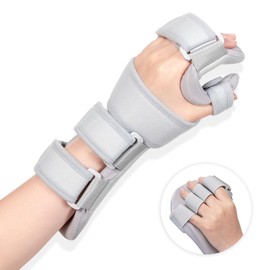 Stroke Resting Hand Splint - Night Immobilizer Wrist Finger Brace for Flexion Contractures, Functional 5 Finger Stabilizer Wrap - for Muscle Atrophy Rehab, Arthritis, Tendonitis, Carpal Tunnel Pain