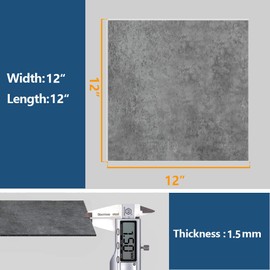 VEELIKE 24 Pack Grey Peel and Stick Floor Tiles 12''x12'' Distressed Concrete Look Waterproof Removable Self Adhesive Vinyl Tiles for Bathroom, Kitchen, Bedroom