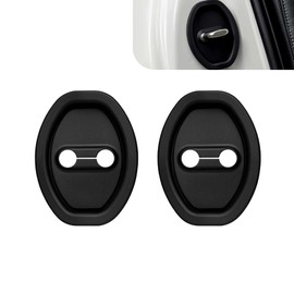 Bawkars 2 PCS Car Door Latch Lock Cover, Silicone Door Latch Protective Covers, Self-Adhesive Silent Shock Absorber Pads & Protects Door Latches, Universal Automotive Exterior Accessories (Black)