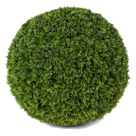 3rd Street Inn XL Cypress Topiary Ball - Artificial Plant Set - Indoor/Outdoor Wedding Party Decor - Faux Foliage Garden Sphere - Tree and Bush Substitute (19")