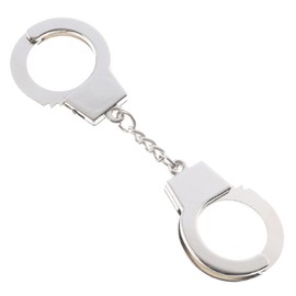 Handcuffs Keyring Handcuffs Silver Metal with Locking Mechanism, silver