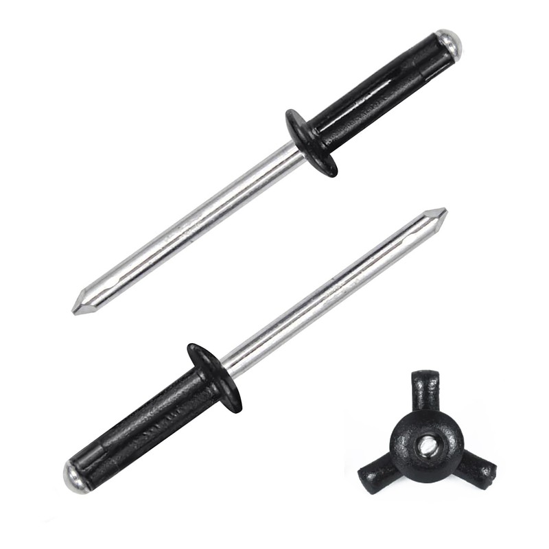 ALLCLEAN 3/16" x 5/8" Tri-Fold Rivets Assortment - 60Pcs,Black Tri-fold
