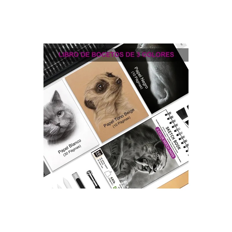 Kit De Dibujo, 58 Unidades, Juego De Lápices Para Bocetos