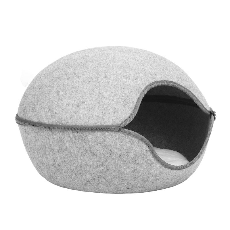 Cat Cave Bed Detachable Washable Semi Enclosed Felt Kitten Hideout