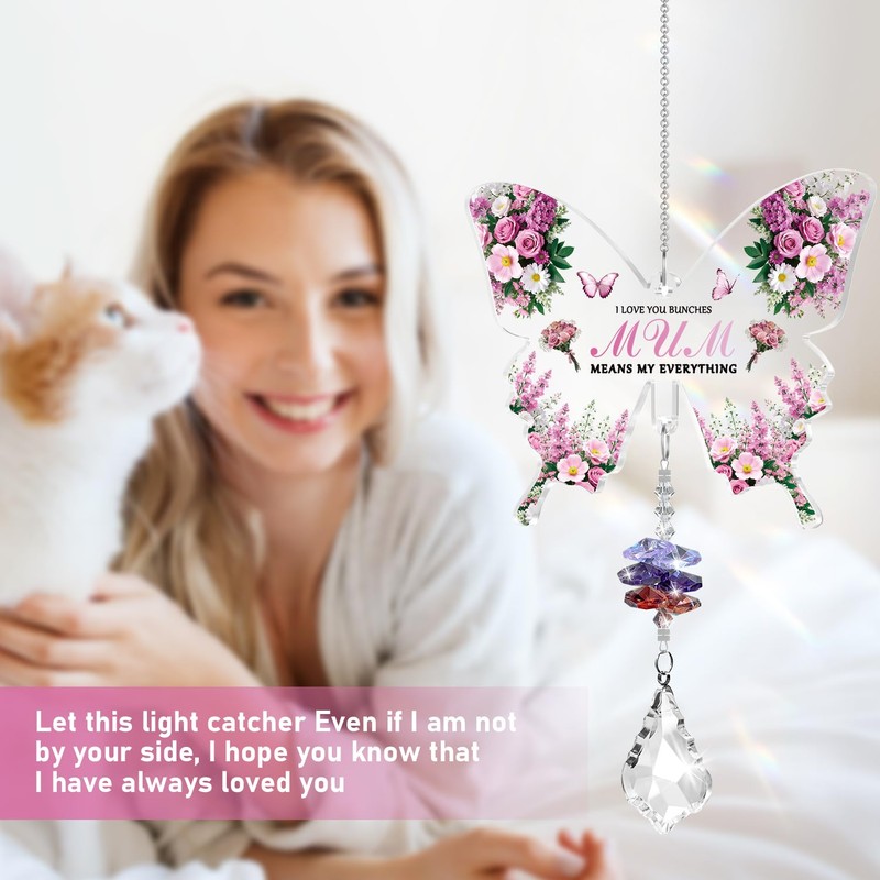 Sanyetral To Daughter Gift from Mum,Butterfly Acrylic Crystal Sun catcher
