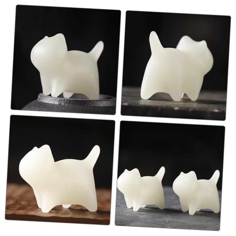 BIUDECO Glowing Stone Cat Figurine Creative Glow Dark Cat Statue