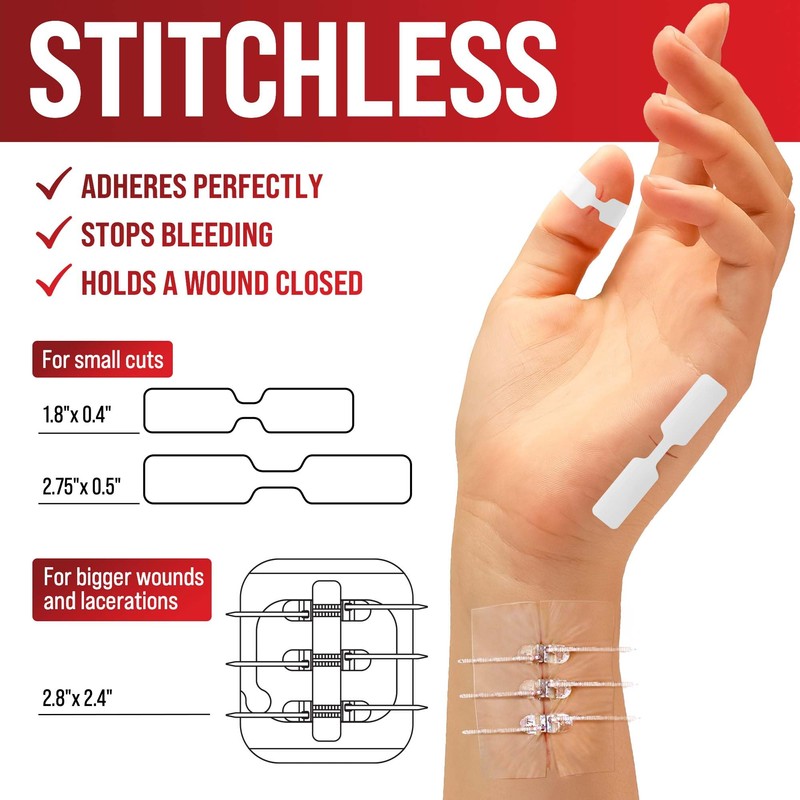 Emergency Wound Closure Strips - 11pk - 2 Types Easy